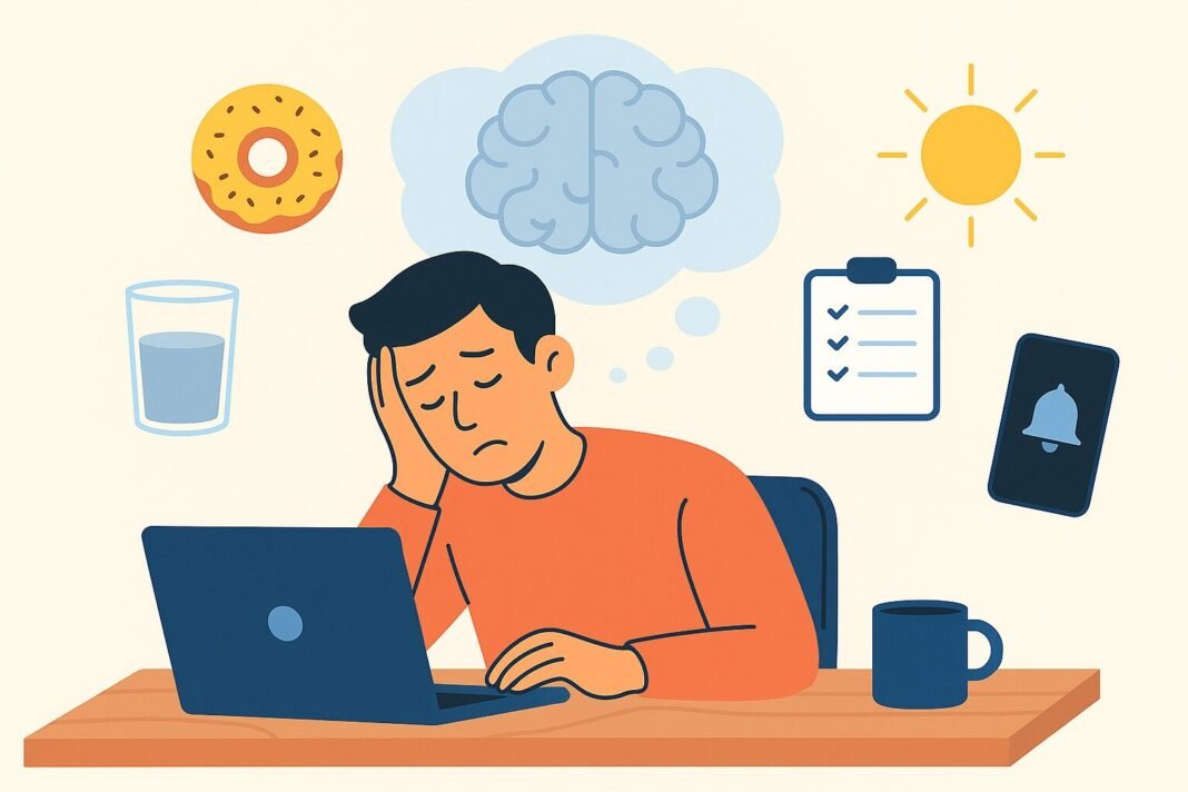 Flat-style digital illustration of a young man representing hidden causes of brain fog