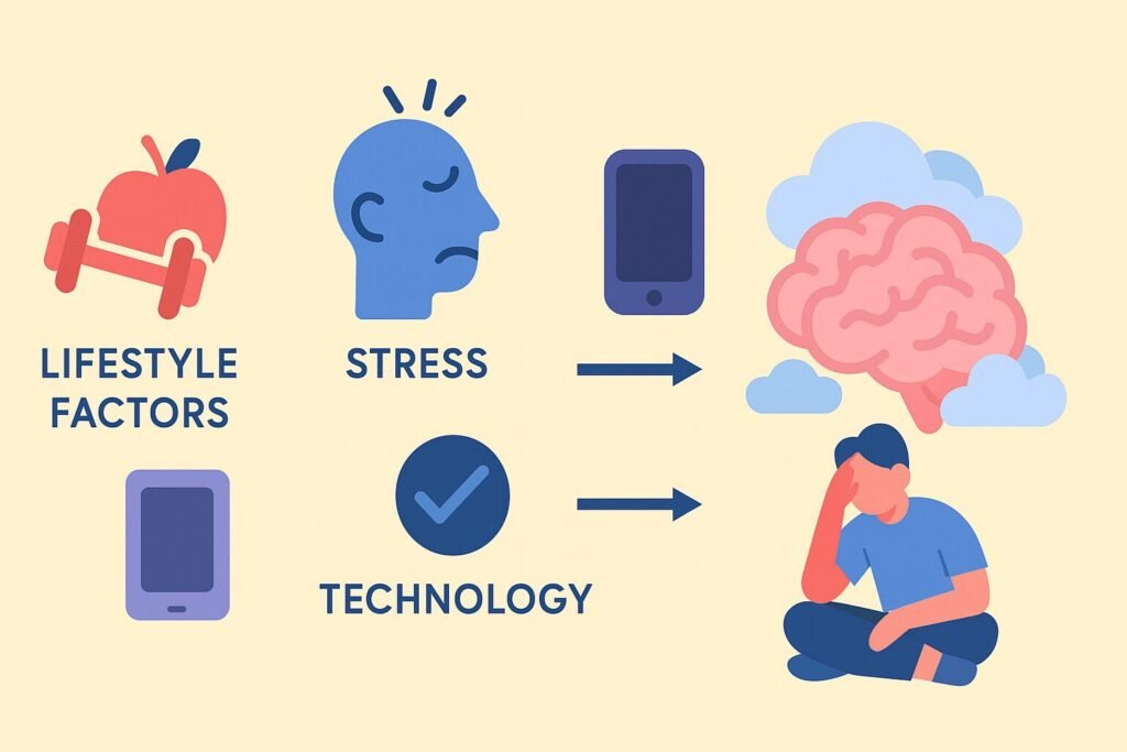 Lifestyle, stress, and tech overload causing brain fog