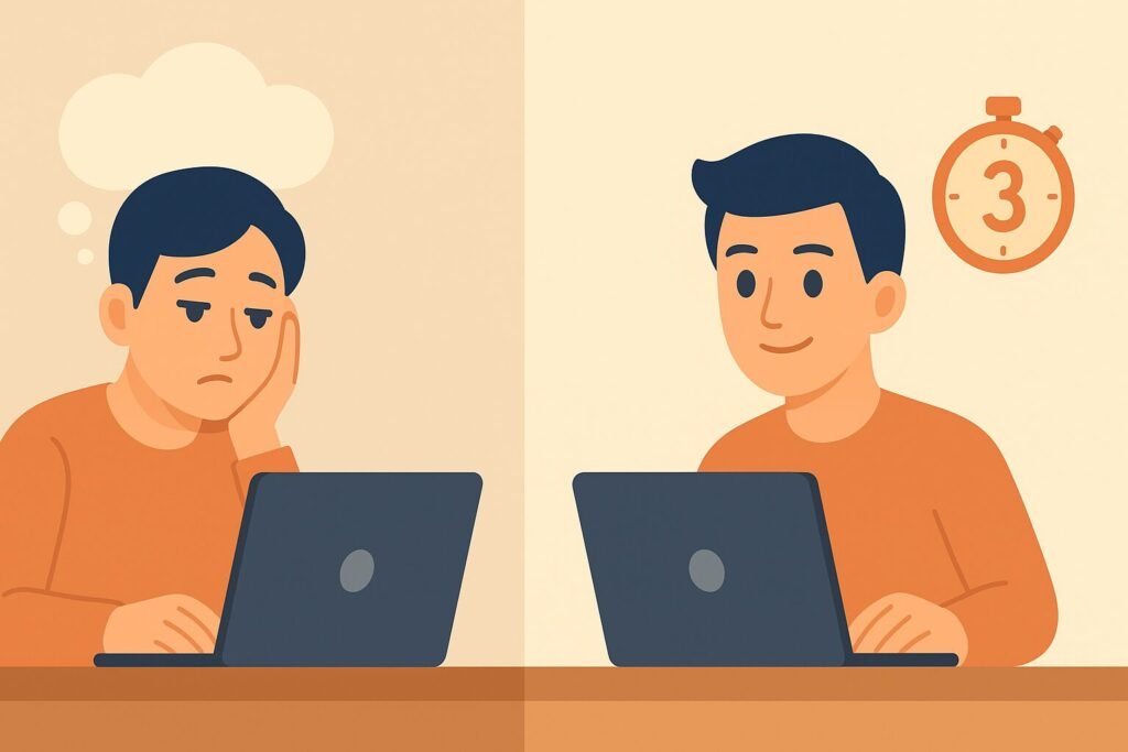 Person using 5-second countdown to overcome distraction.