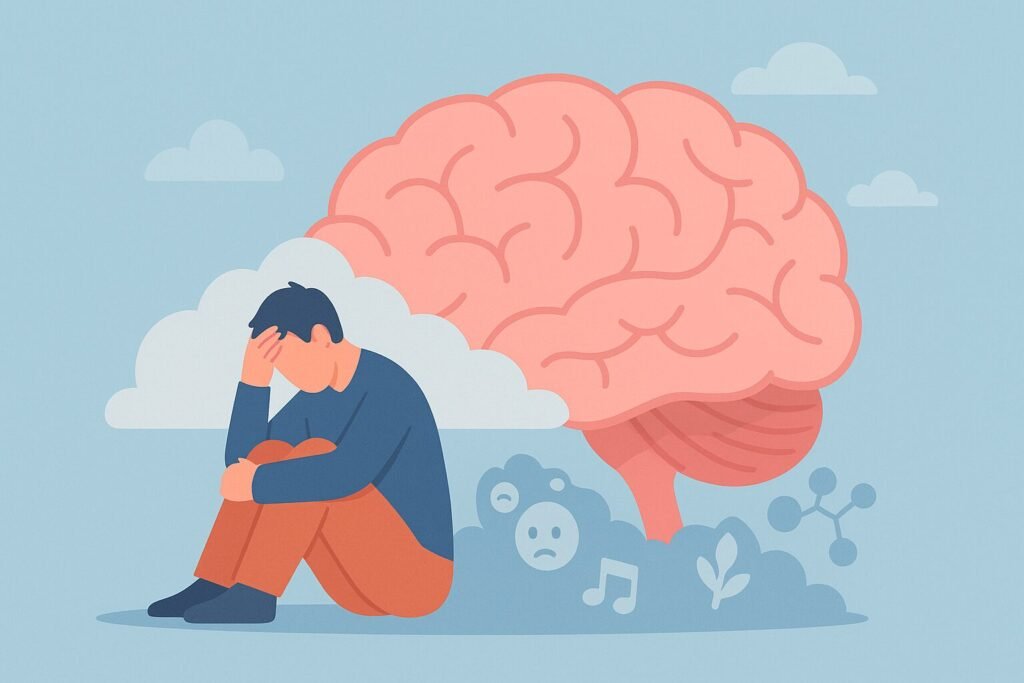 What is brain fog - illustration of mental fatigue and clouded thinking