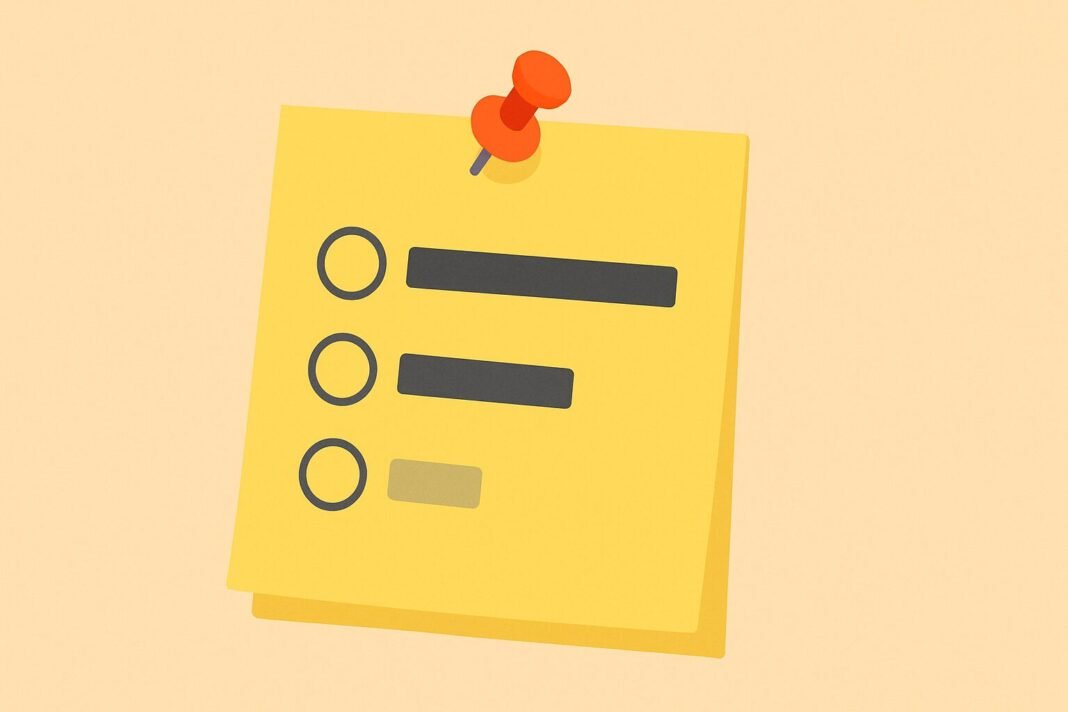 1-1-1 to-do list for focus method visualized as a sticky note with Must, Should, Could