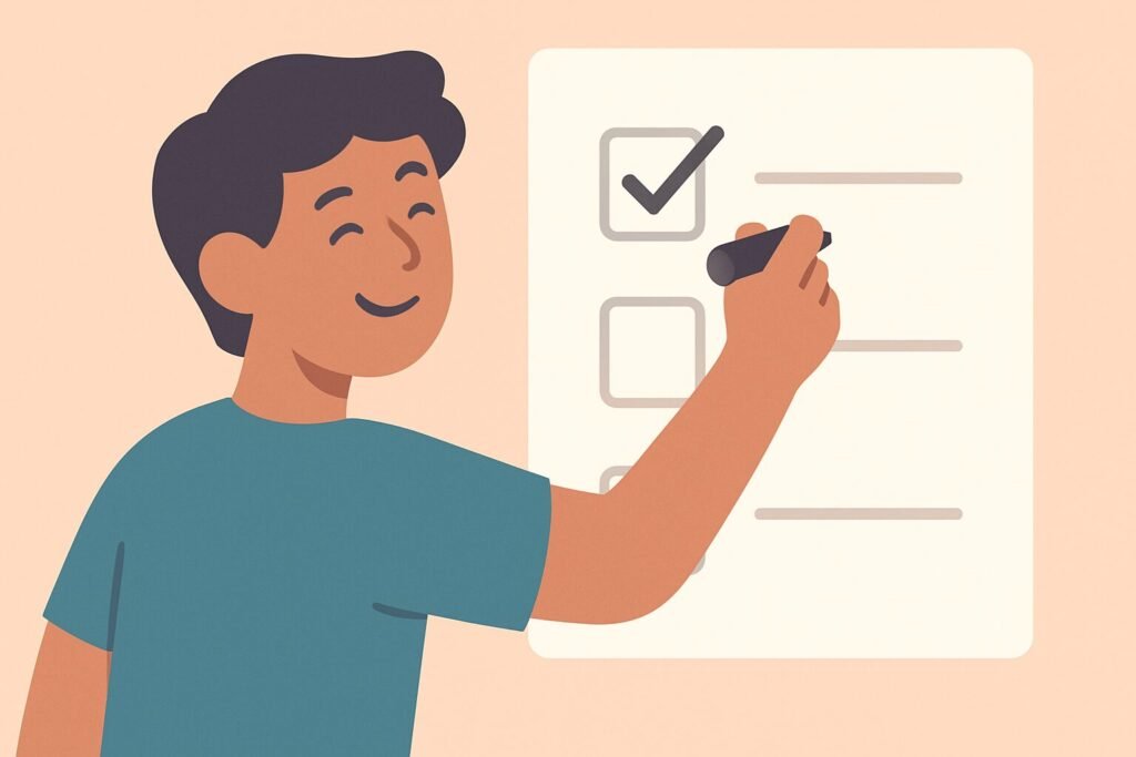 person completing one task from a 1-1-1 productivity list